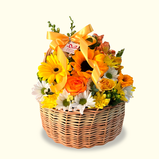 Canasta Mix de Flores Amarillas Chica