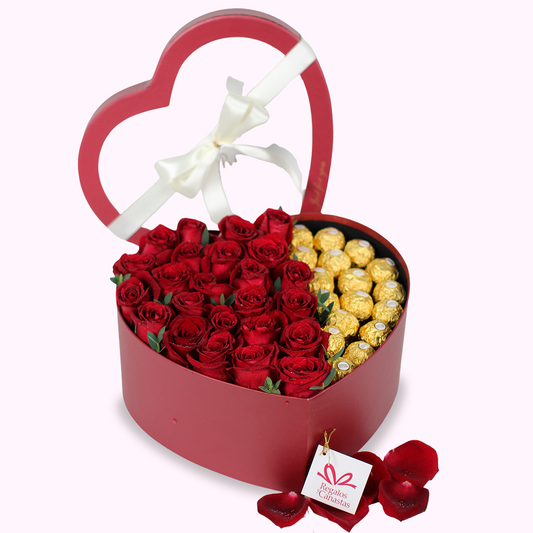 Corazón Rosas y Chocolate